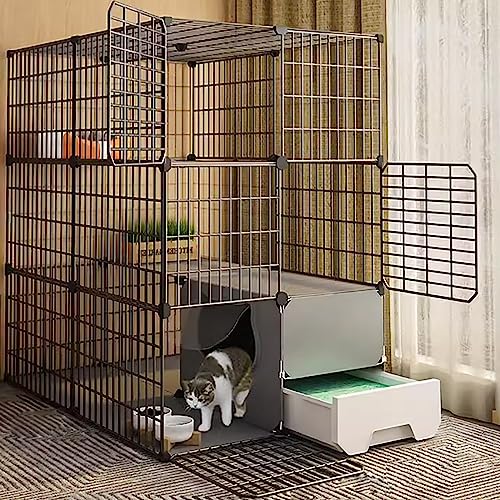 大型猫ケージ 折りたたみ式金属製猫ケージ ペットケージ 屋内猫ケージ トイレ付き 猫ハンモック 猫ベッド 猫はしご 猫砂 子猫 子犬 フェレット チンチラ ラビに最適