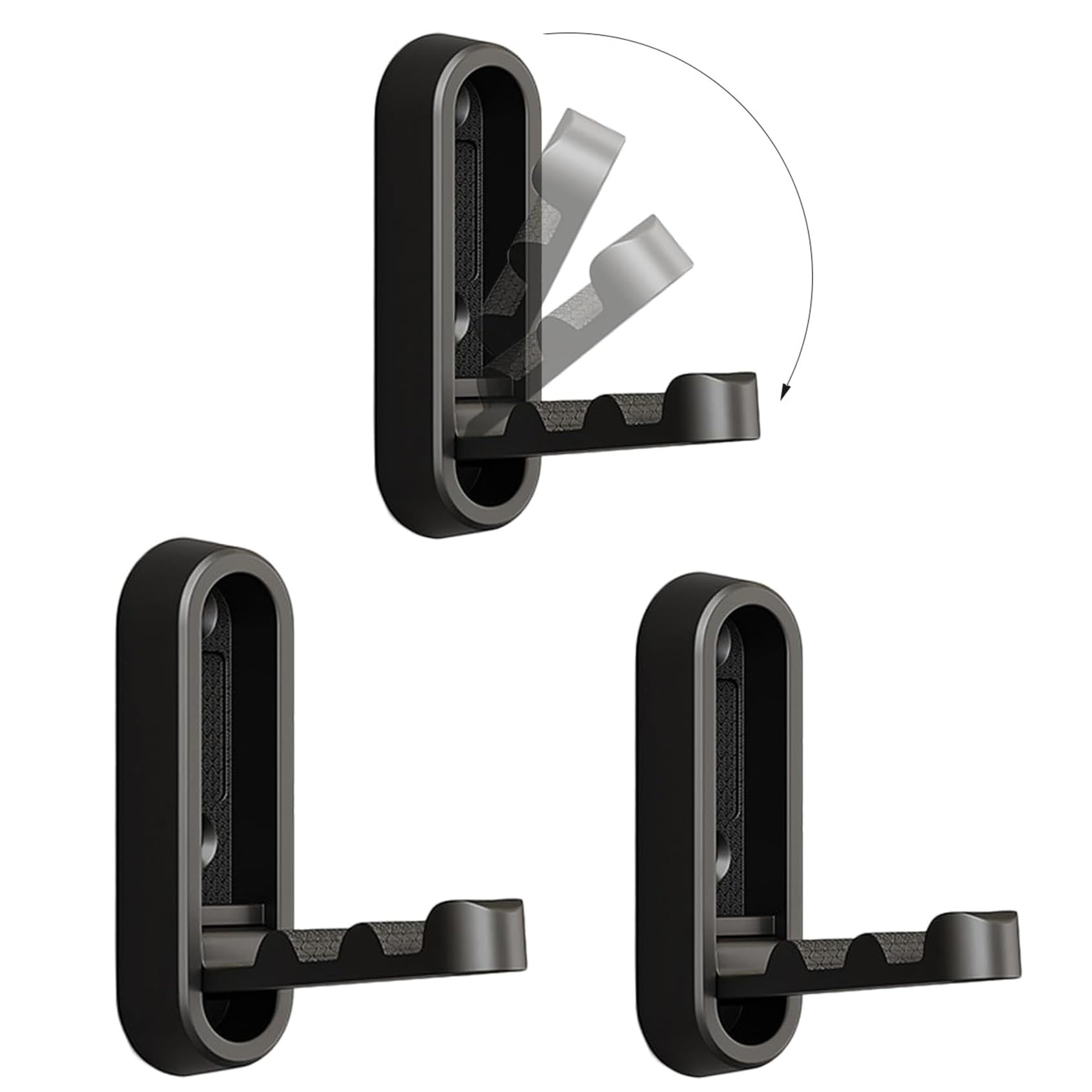 Folding Hideaway Coat Hooks 3 Pcs Foldable Wall Hook Zinc Alloy Alloy Coat Rack Black Hook Retractable Fold Down Hooks With Screws For Hanging Robe Scarf Hat Umbrella Bag Towel Headphone Key(Black,Rou