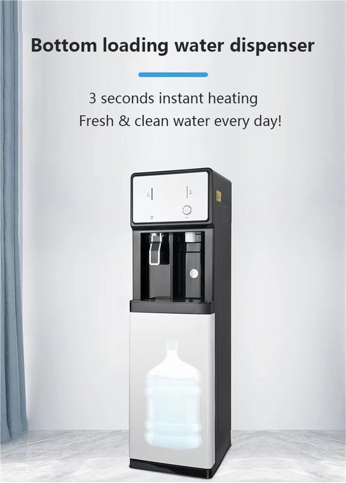 Wasserdispenser Standbrunnen, Wasserspender for Kalt-, Warm- und lauwarmes Wasser, Wasserstandsanzeige, geeignet for Zuhause, Büro und Gewerbe | Leiser Wasserspender