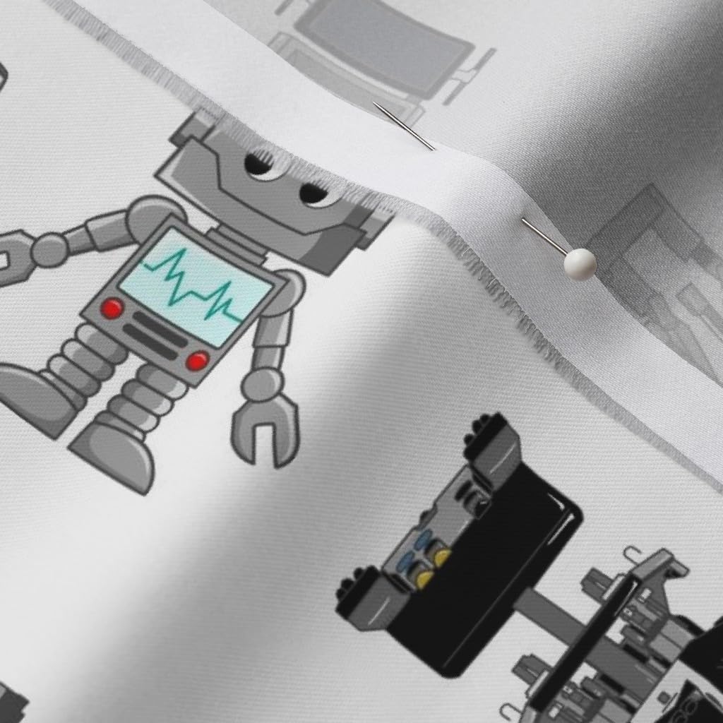 Spoonflower Fabric - Surgery Robots Large Print Robotic Intuitive Doctor Hospital Printed on Organic Cotton Sateen Fabric by The Yard - Sewing Quilting Apparel Home Decor