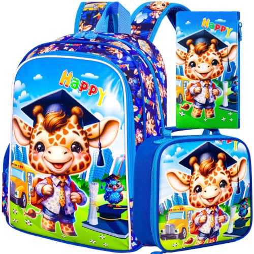 Image of AGSDON 3PCS Backpacks for Girls, 16 inch Elementary Kids Backpack Preschool School Bookbags and Lunch Box