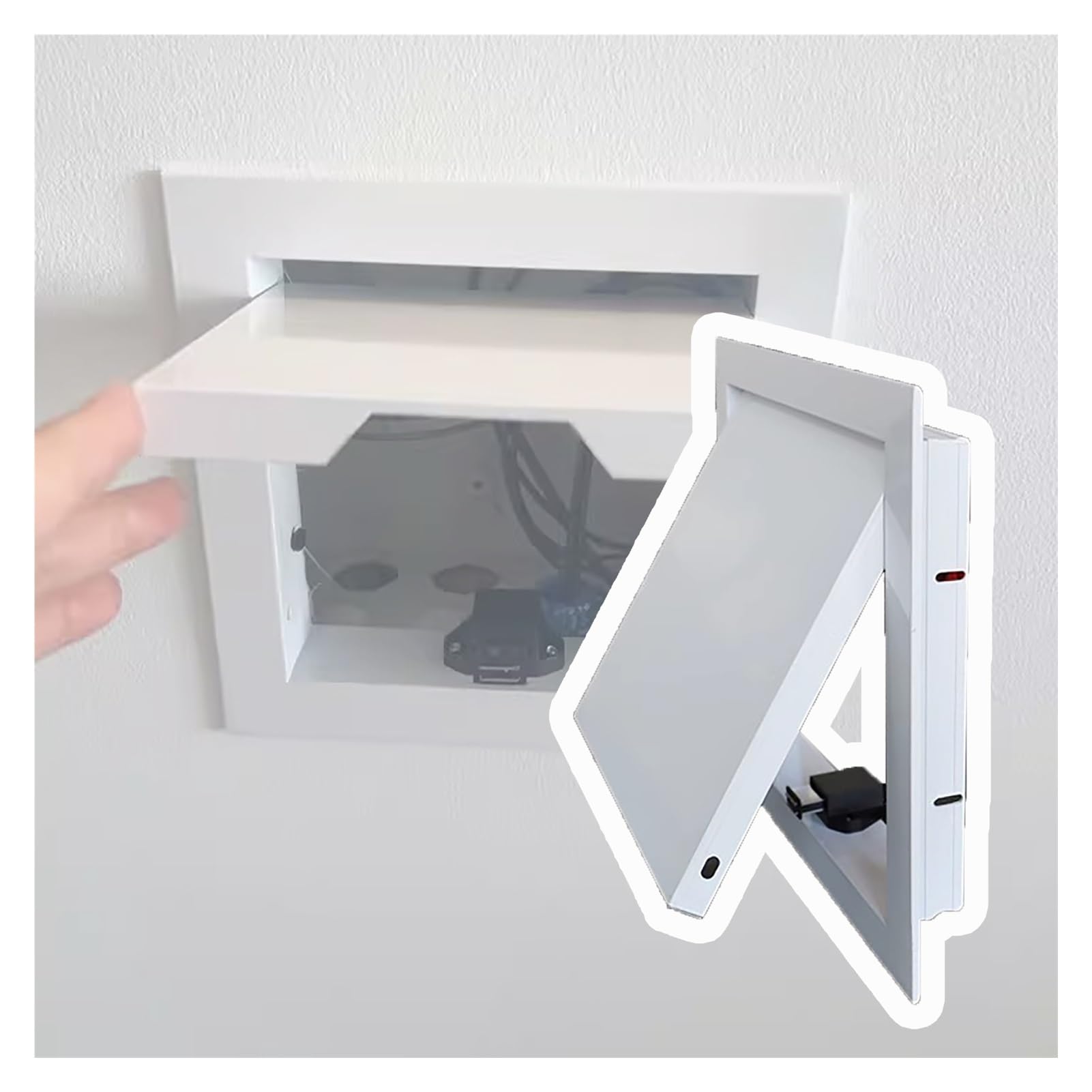 Panel dostępu, panel dostępu, białe drzwi do płyt kartonowo-gipsowych, przełącznik przyciskowy, właz inspekcyjny szybu serwisowego ściennego/sufitowego, renowacja łazienki, skrzynka włazu