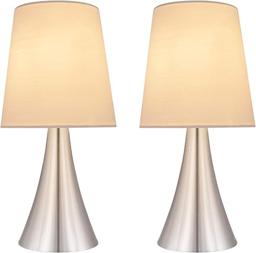 Miniatura 2 de Aspen Creative 40173-12 - Juego de 2 unidades, acento de metal de transición de 12 pulgadas de alto, acabado de níquel satinado y pantalla en forma