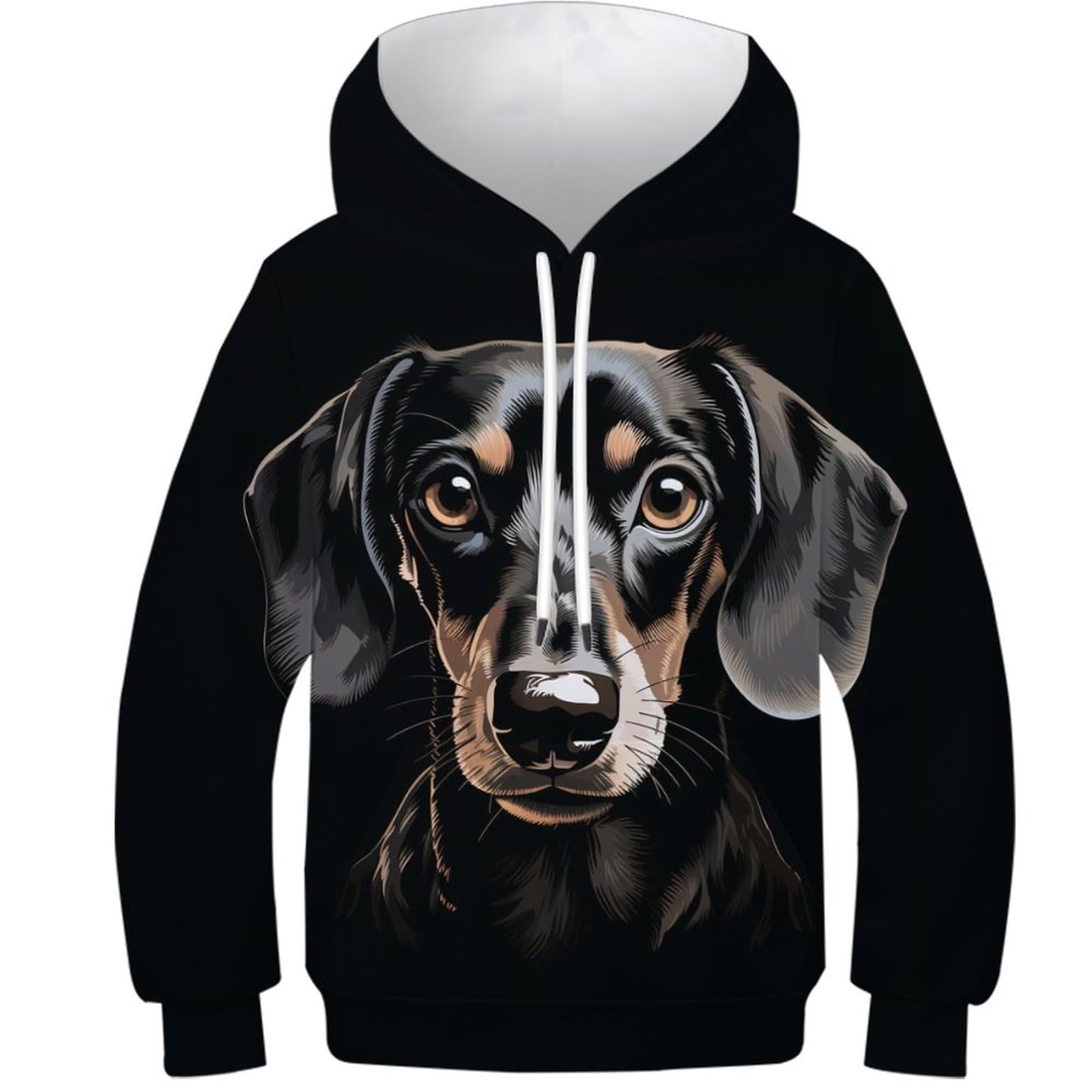 KKOLASXZE 3D Printed Dachshund Athleisure Hoodie Sportswear Pullover Men/Women Ong Sleeve Tops for Teens 7-9Y