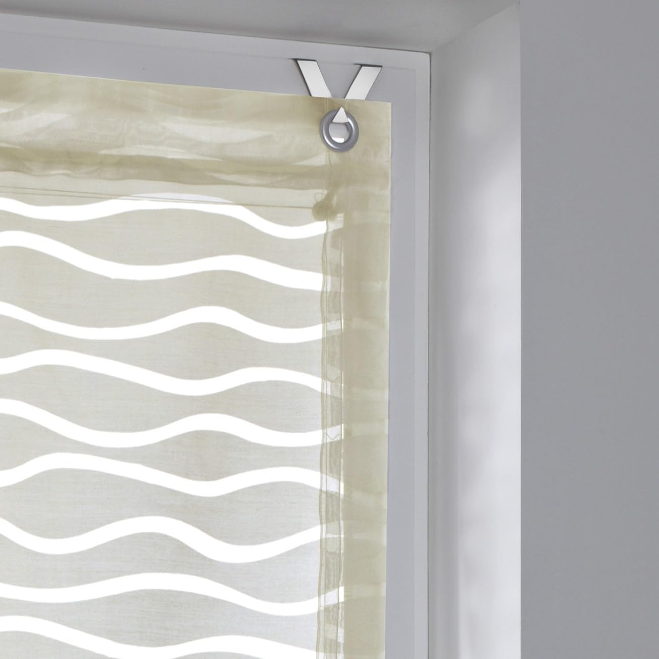 Raffrollo Enya Natur mit Ösen Raffgardine Ausbrenner Welle halbtransparent B 100 x H 140 cm