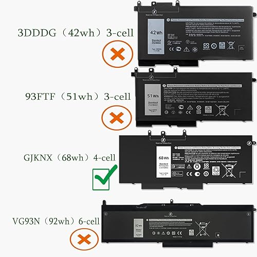 Miniatura 4 de GJKNX - Batería de repuesto para laptop Dell Latitude 5480 5580 5280 5288 5488 5590 5591 5490 5491 5495 E5480 E5580 E5490 E5590 Precision 15 3520