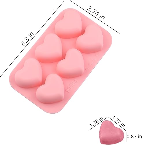 Miniatura 2 de EDUEE Moldes de silicona con forma de corazón, 3 moldes de chocolate con corazón para el día de San Valentín, para cubitos de hielo, resina, jabón,