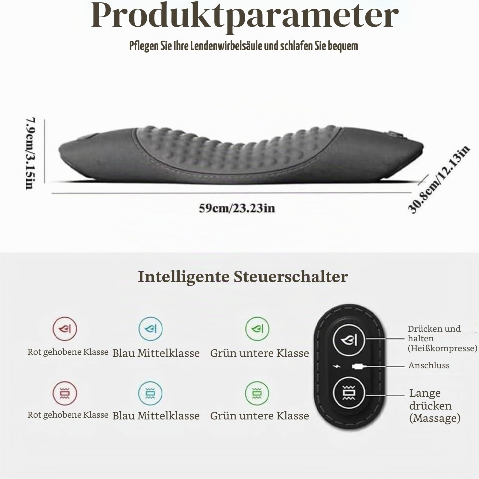 Triple Fusion Rückenmassagegerät – vibrierendes, beheiztes ergonomisches Rückenmassagegerät mit Mehrpunktunterstützung, erweitertes Design für Rückenschmerzlinderung und Schlafkomfort