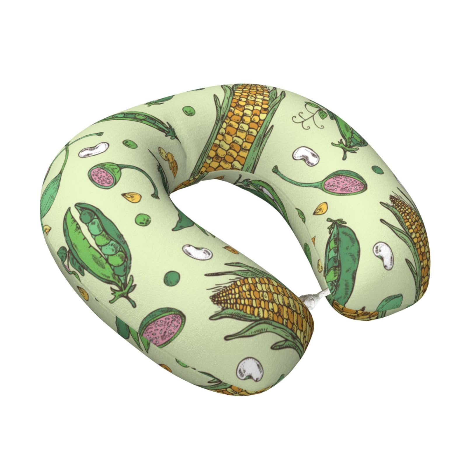 LKYMOH Corn Peas Pod Beans Pod Caper, Travel Neck Pillow U-Shaped Memory Neck Support Soft Comfortable With Washable Cover For Airplane Car Traveling and Office