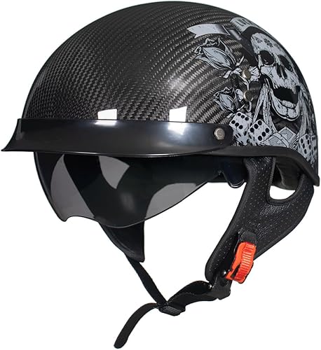 Miniatura 2 de Casco de motocicleta DOT de fibra de carbono, casco de verano, casco retro