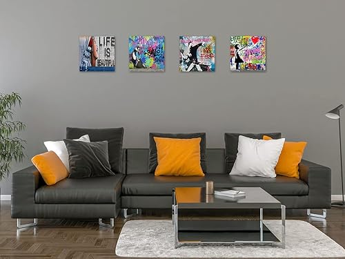 Miniatura 4 de Biufo Banksy Arte de Pared en Lienzo Obra de Arte Graffiti Callejero Impresiones Cuadros para Dormitorio Sala de Estar Decoración de Pared