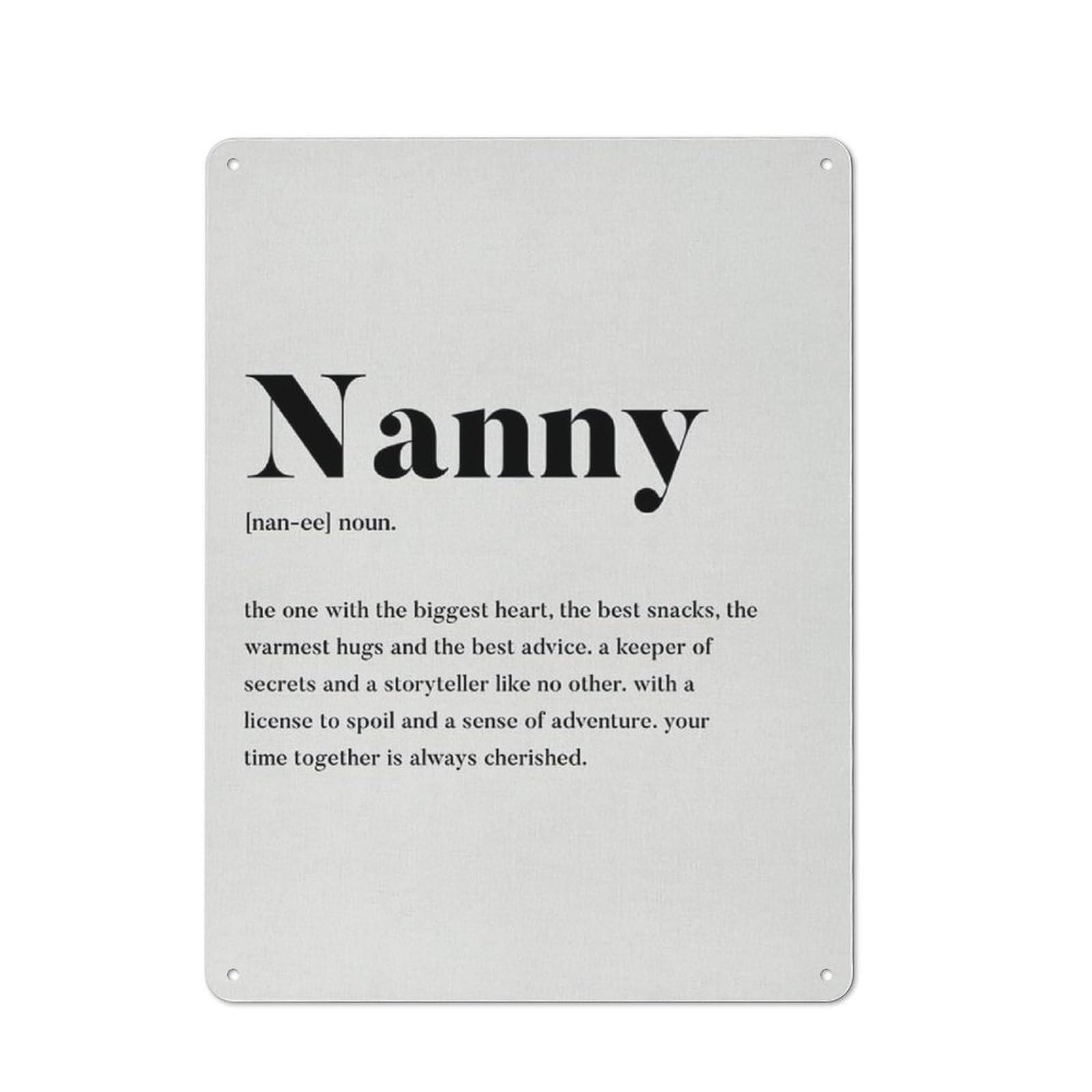 Acdoet Tin-08 Rustic Metal Tin Sign Moiol Nanny Home Wall Art, Nanny Definition Print Poster Nana Painting Decoration For Home Living Room 12X16 Inch