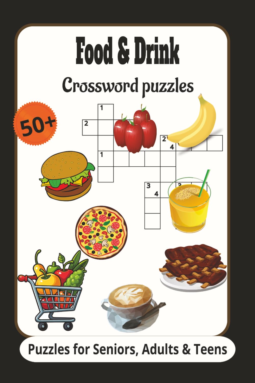 Food & Drink Crossword Puzzles: Crossword puzzles with easy-to-read print about food, drink and more/ 6x9 inches, 120 pages/50+ Puzzles... Gifts for Vacations, Holidays and Relaxation