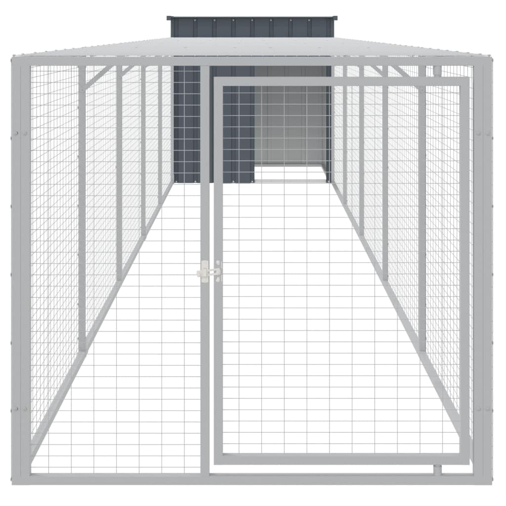 Hühnerkäfig mit Auslauf Anthrazit verzinkter Stahl 110x609x110 cm Stall Gehege für Kleintiere wie Kaninchen, Meerschweinchen, Hamster, Nagerheim, Outdoor Schutz und Freilauf