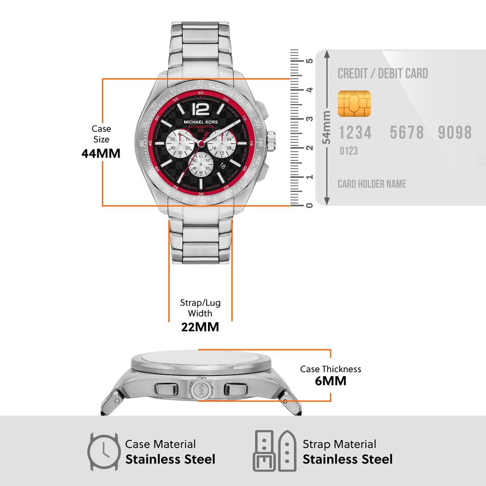 Michael Kors Orologio Accelerator 2 per uomo, Movimento cronografo al quarzo con cinturino in acciaio inossidabile