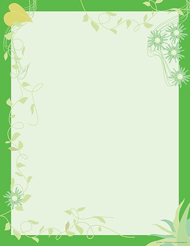 Barker Creek Papel de computadora de diseño, Go Green, 8.5 x 11 pulgadas, papel de impresora decorativo, papelería, 50 hojas por paquete,