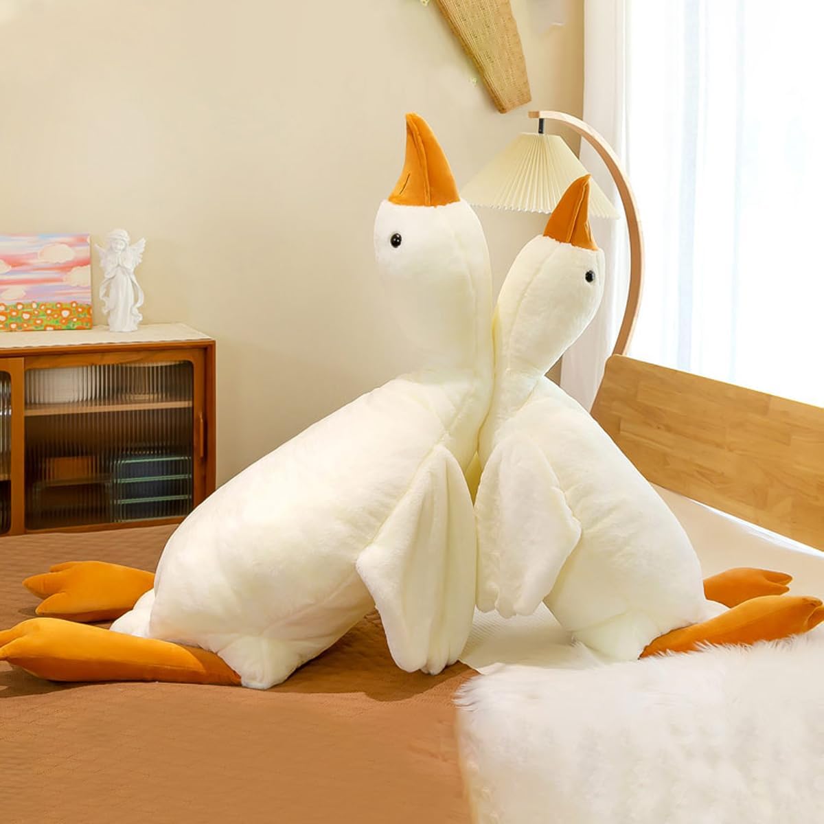 33.5 Inches Goose Stuffed Animal Stuffed Goose Plush White Swan Throw Pillow Toy (White, 33.5")