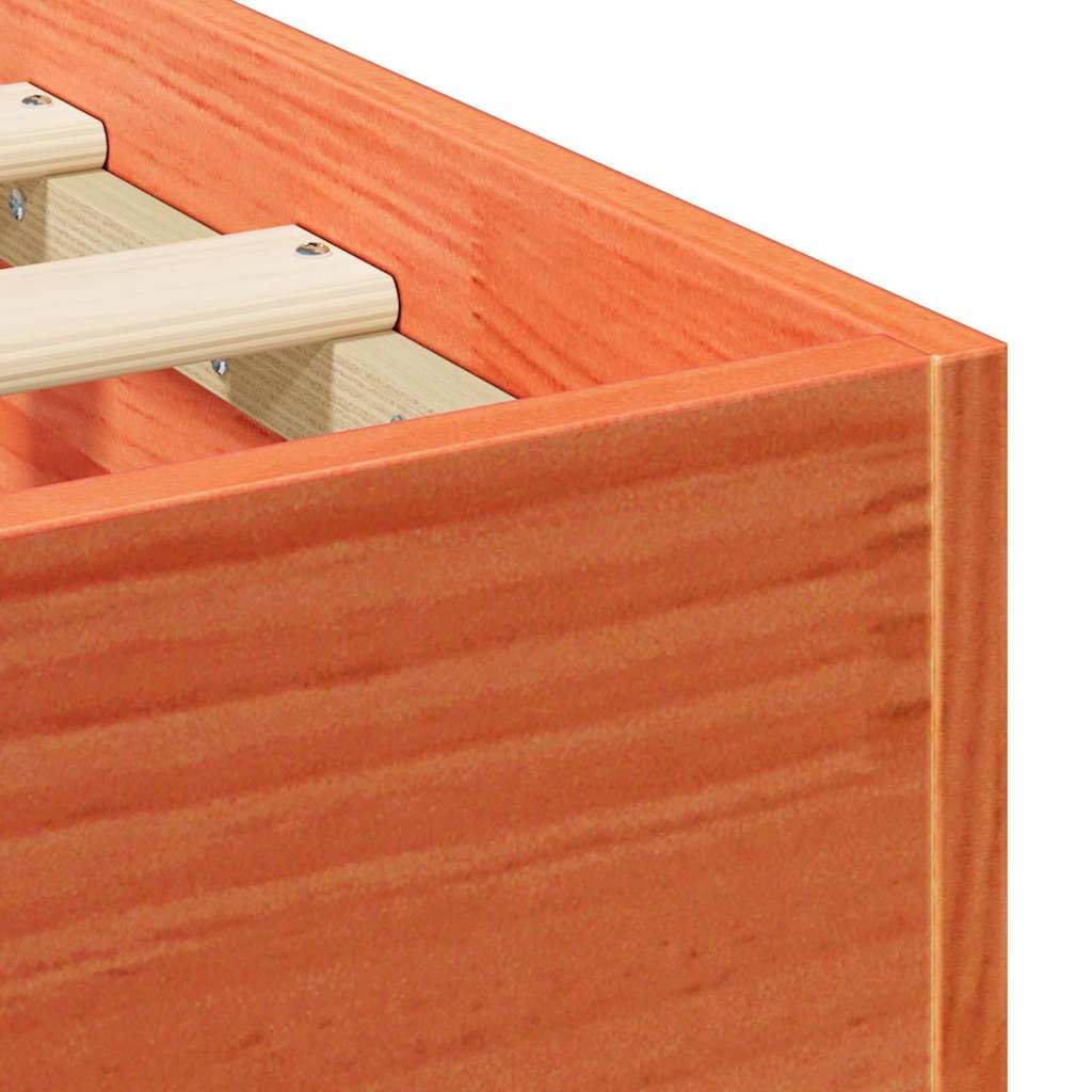 Estructura de Cama Marrón de Madera Maciza de Pino, Base de Suelo con Diseño Rectangular y Textura Suave para Dormitorio, Construcción Fuerte y Estable, Fácil Ensamblaje,