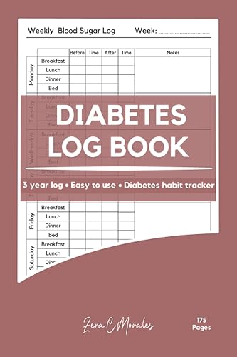 Diabetes Log Book: 3 Years Blood Sugar Diary Level Recording 156 Weeks Daily Diabetic Glucose Monitoring Log Journal and Simple Blood Sugar Tracking ... to Use and Diabetes Habit Tracker Nice Gift