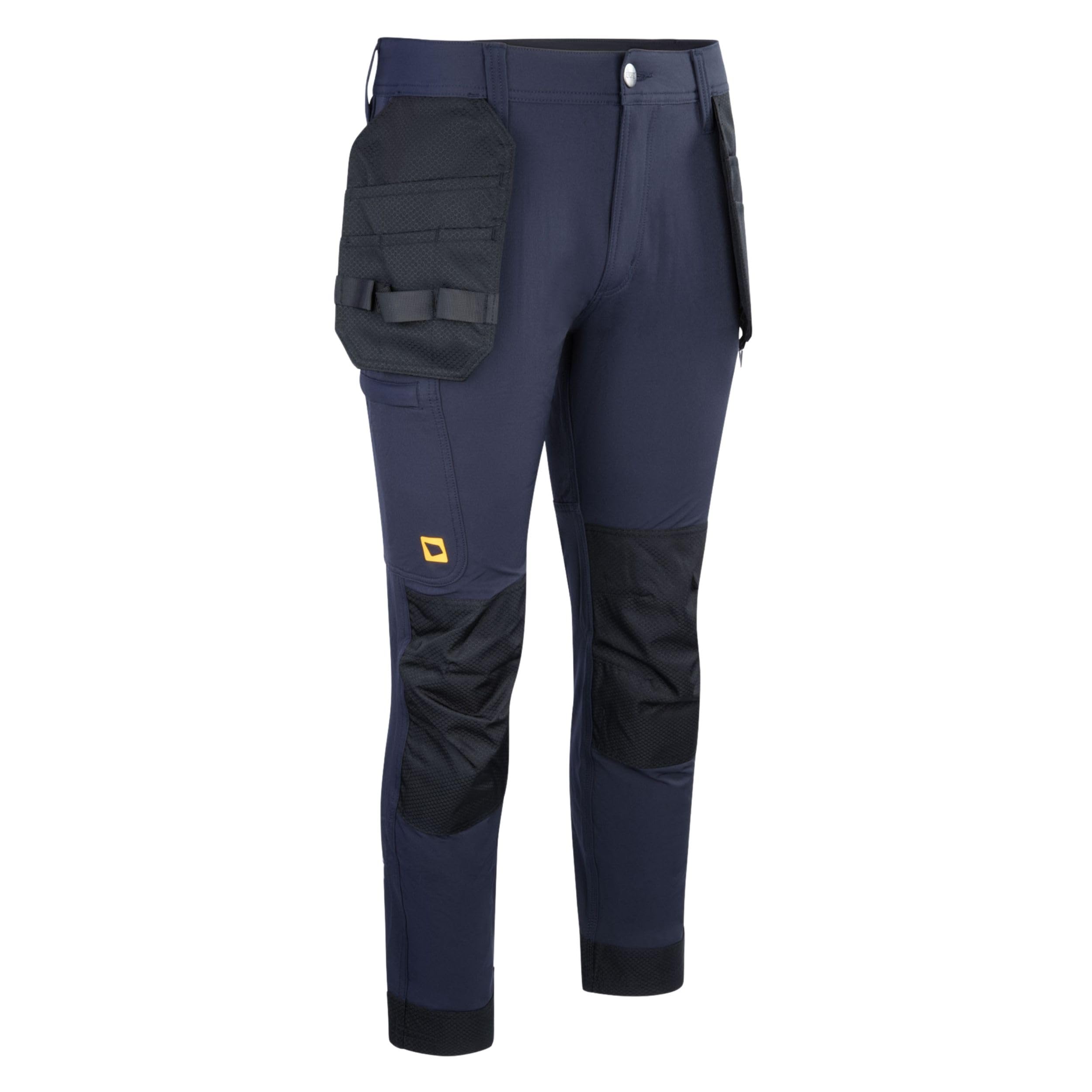 JCB Mens Stretch Holster Pocket Trousers - Navy - Heavy Duty Nylon Spandex Work Trousers with Detachable Holster Tool Pockets and Knee Pad Pockets - Triple Stitched Water Repellent Cargo