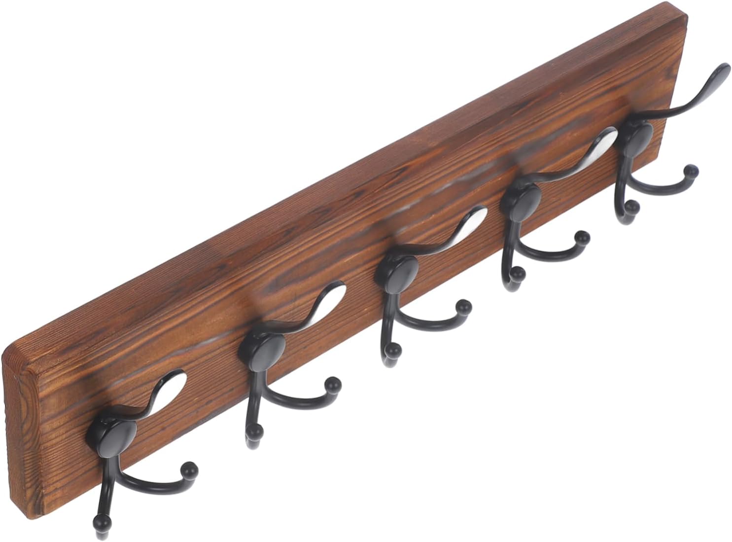 Wall Mounted Metal Wooden Coat Rack with Hooks for Hats Keys Towels and Robes Hanging Holder for Hallway Bathroom Storage