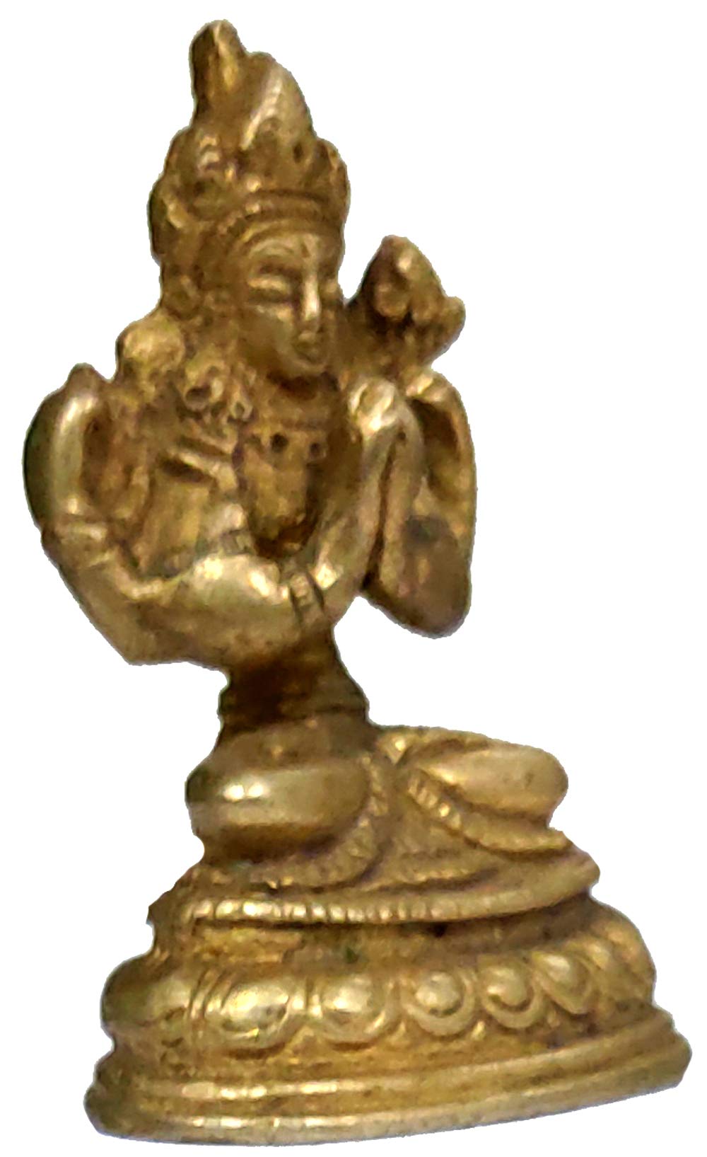 Purpledip Idol Tara, Bodhisattva femminile: Mini statuetta tibetana buddista dea in mani piegate Anajali in posa (12059)