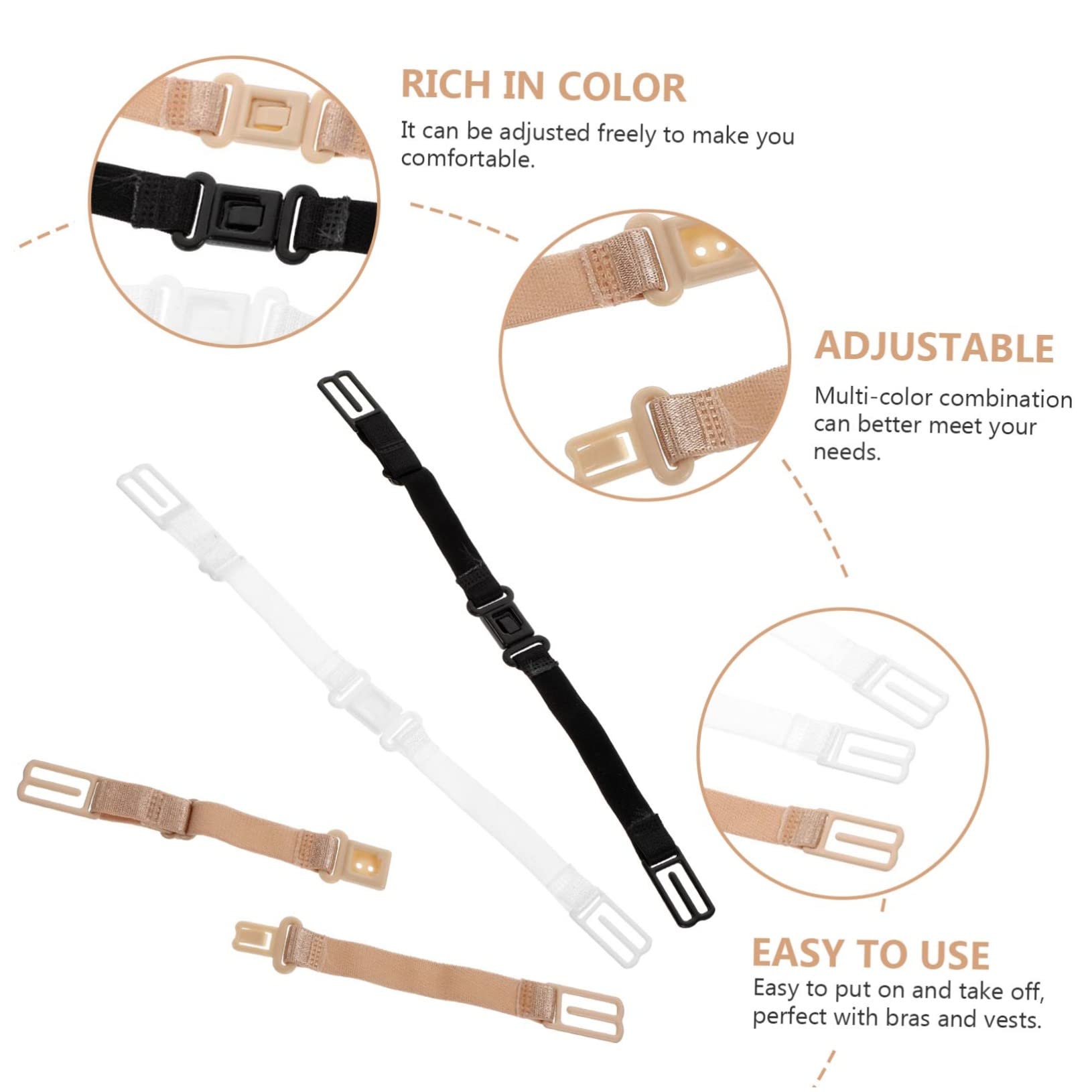 SHERCHPRY 48pièces Bretelles De Soutien- Élastiques Réglables Accessoires De Lingerie Couleurs Assorties