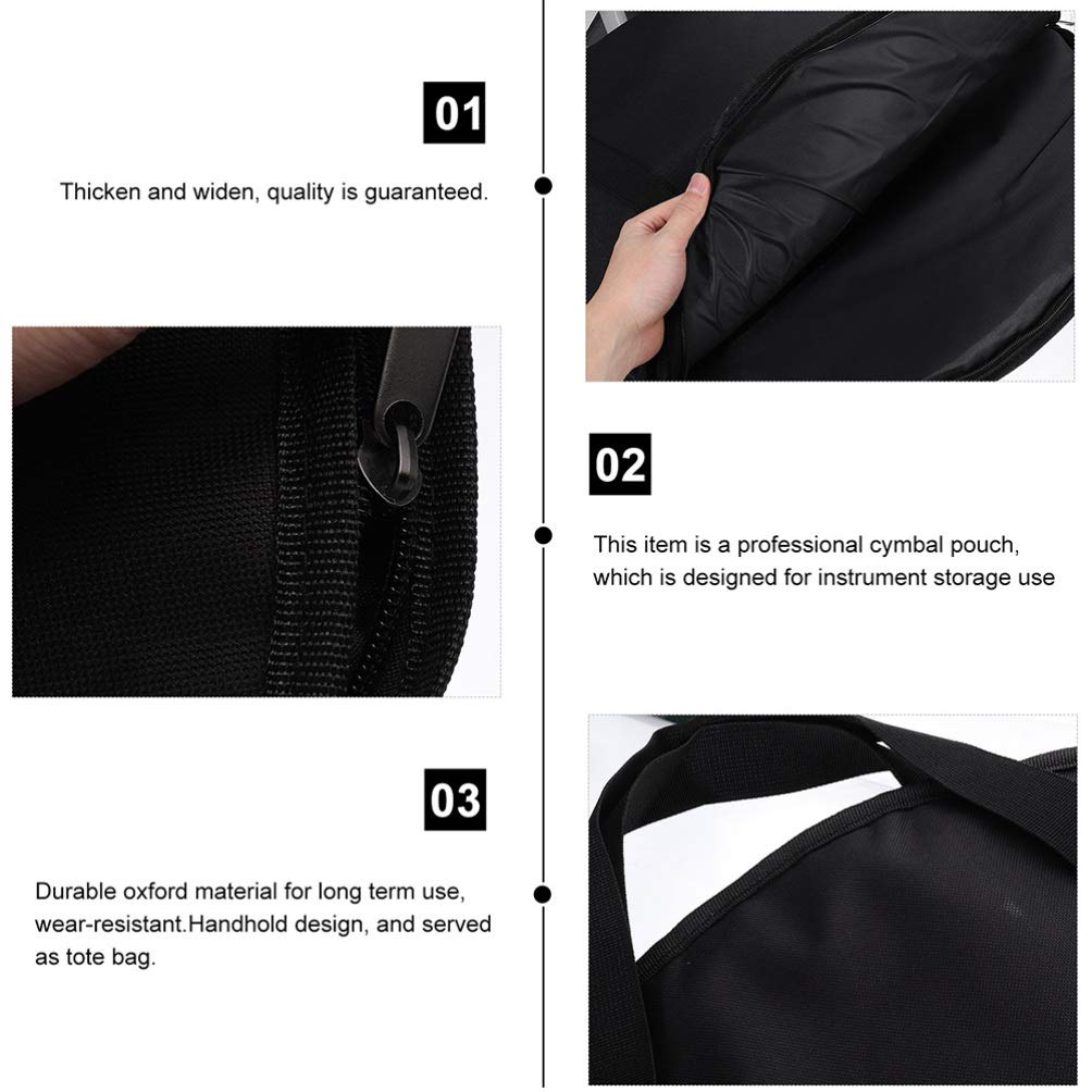 Vaguelly Wear Resistant Cymbal Storage Bag 20 Inch Durable Oxford Instrument Carrying Pouch with Handheld Tote Design for Secure Musical Instrument Protection - Image 4