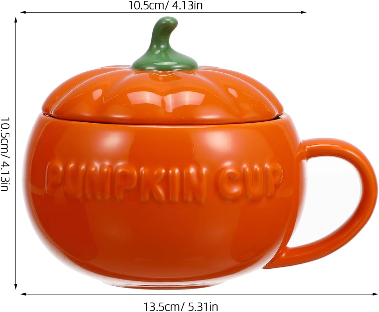 VOSAREA 2pcs Halloween Pumpkin Mug Cute Ceramic Pumpkin Shape Milk Cup Fall Autumn Cup Bowl with Lid for Thanksgiving Halloween Christmas (Orange