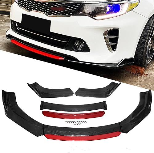 Miniatura 1 de ZXMOTO Kit universal de cuerpo de parachoques delantero, 4 piezas de alerón de barbilla divisor para la mayoría de los automóviles compatible con