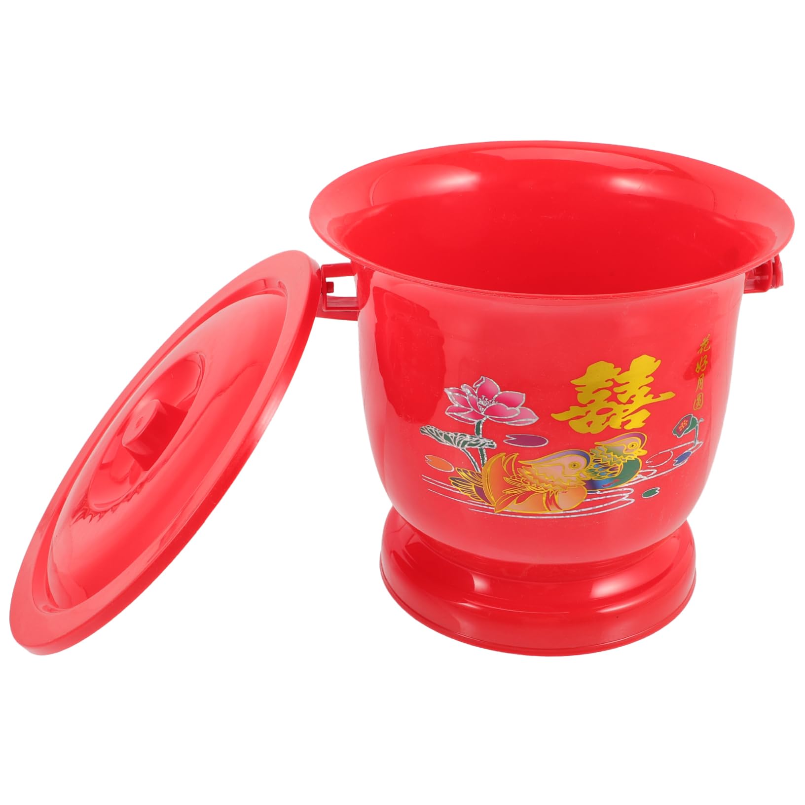 Orinal Portátil Rojo de Plástico Tapa, Ligero y Estable