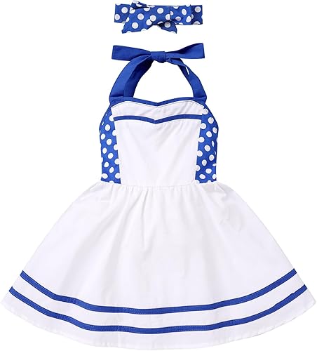 Vestido de cuadros rosa para niña con sombrero, azul y blanco, a lunares, vestido de princesa