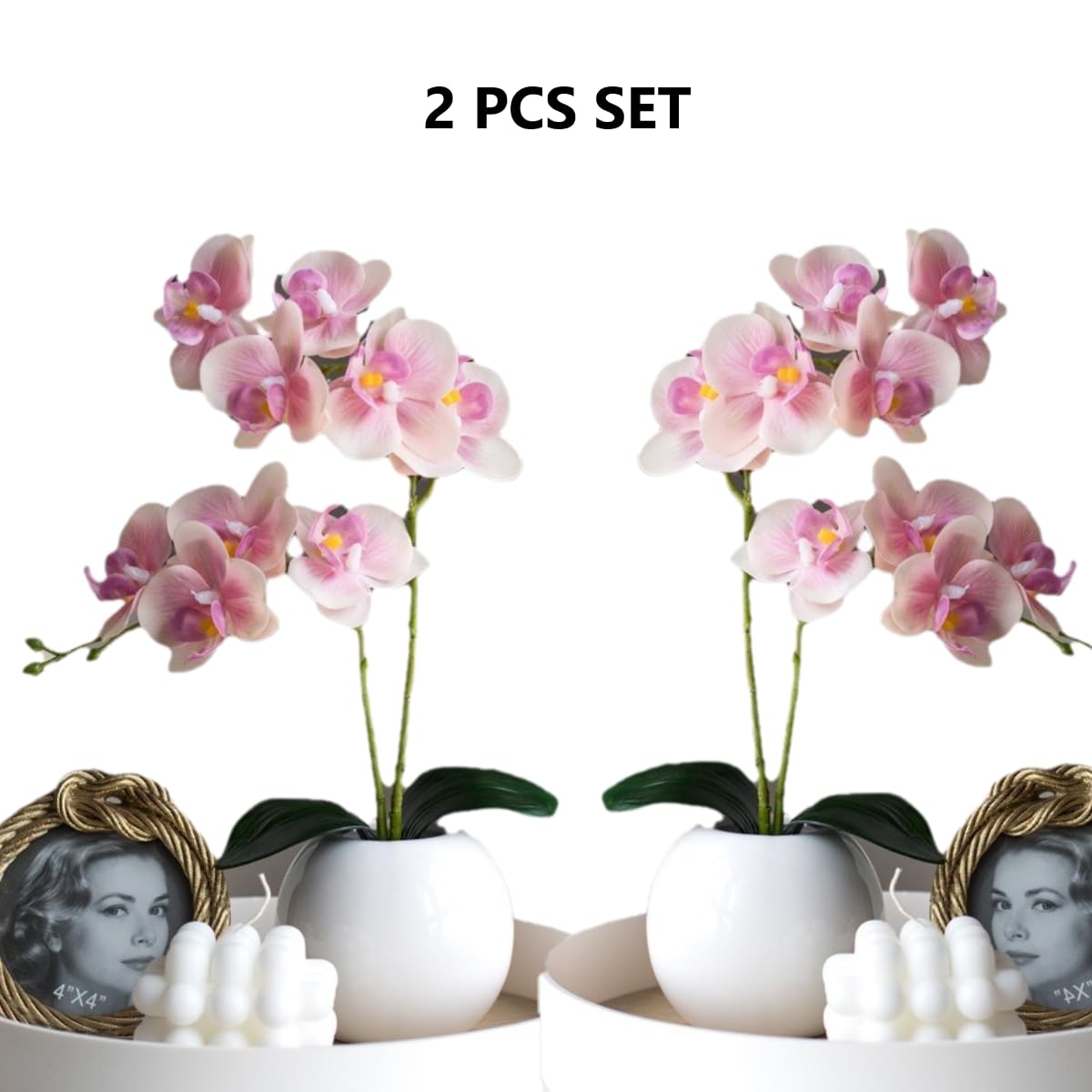 Kunstorchidee in schaal kunstbloem kunstorchidee Phalaenopsis met pot kunstplant bruiloft decoratie vlinder phalaenopsis decoratieve bloem zijden bloem bloemstukken donkerroze 35cm