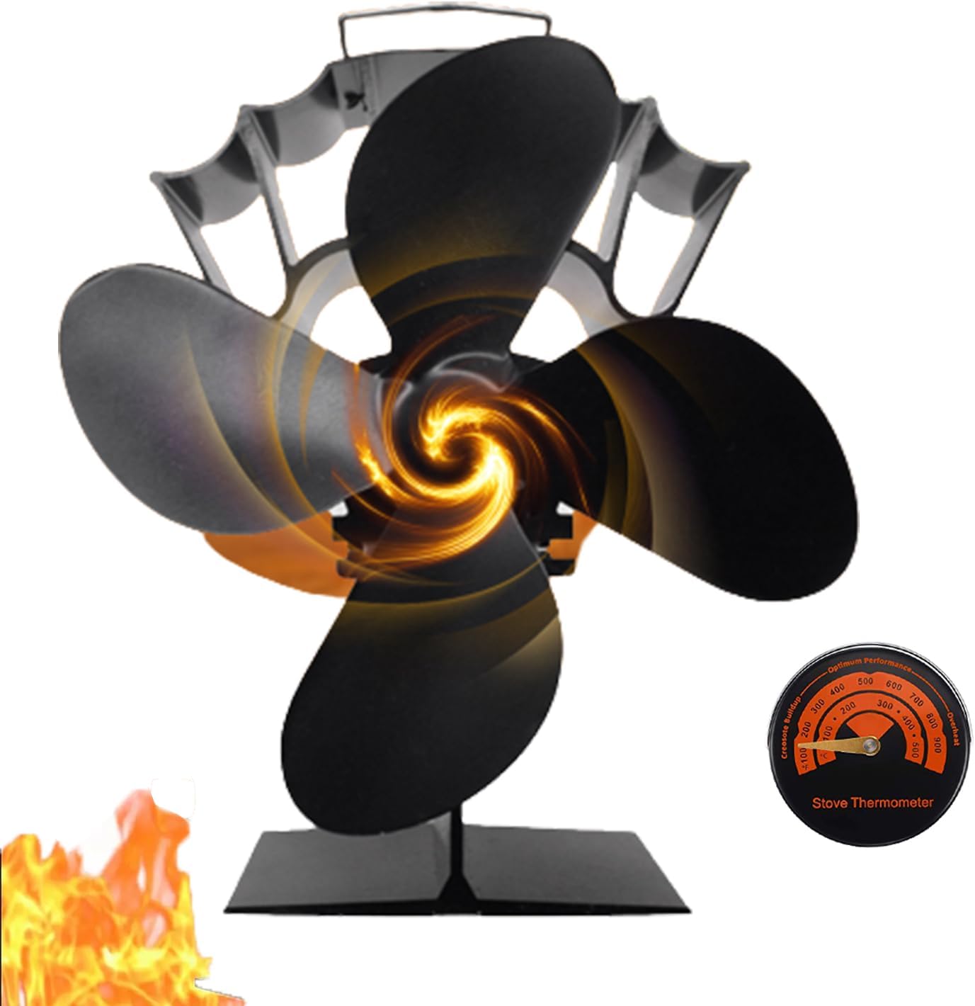 Ailgely Heat Powered Wood Stove Fan 4 Blades,Fireplace Fans Non