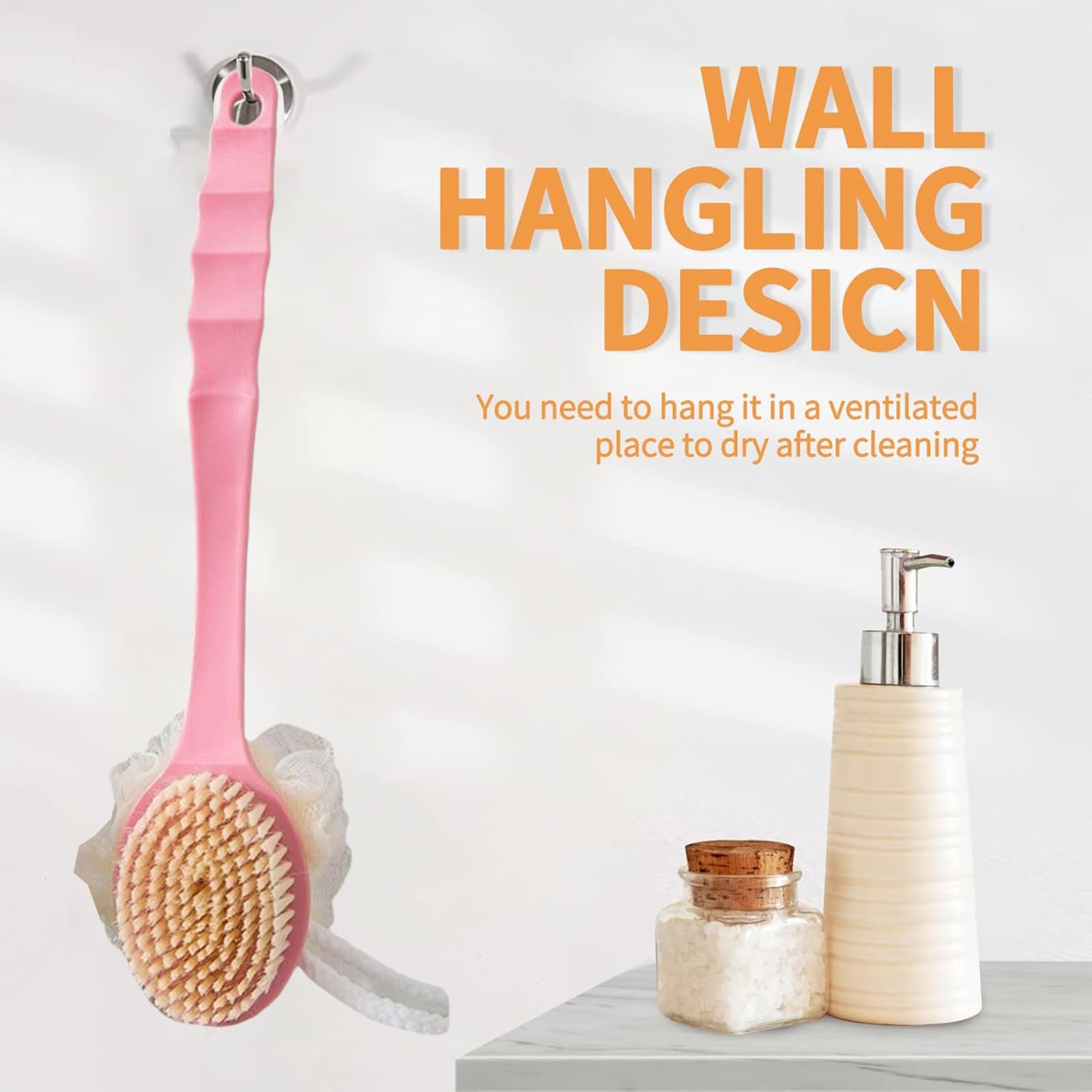 Shower Body Brush with Bristles and Loofah - Image 4