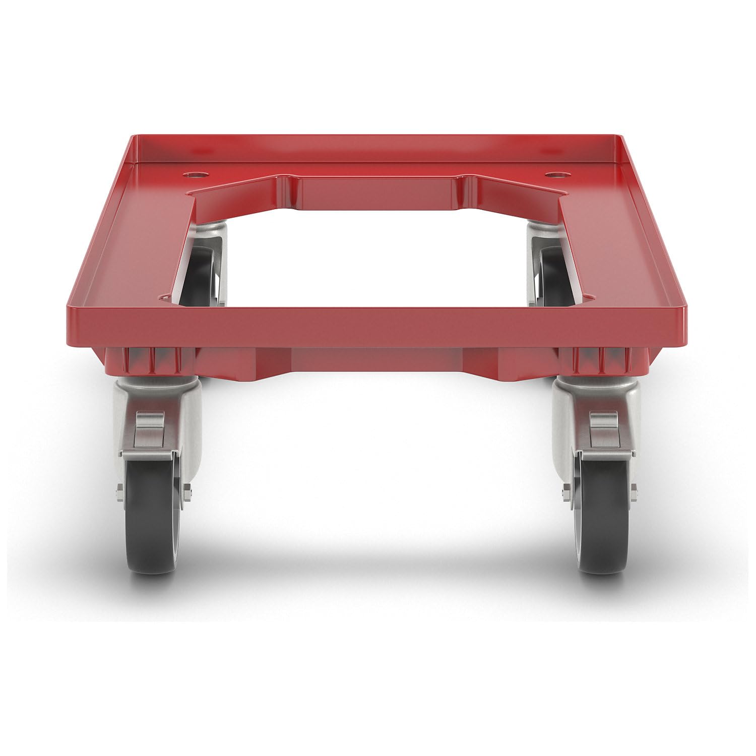 eurokraft | Plateau roulant professionnel | 600 x 400 mm | 4 roulettes pivotantes | dont 2 avec dispositif de blocage | rouge