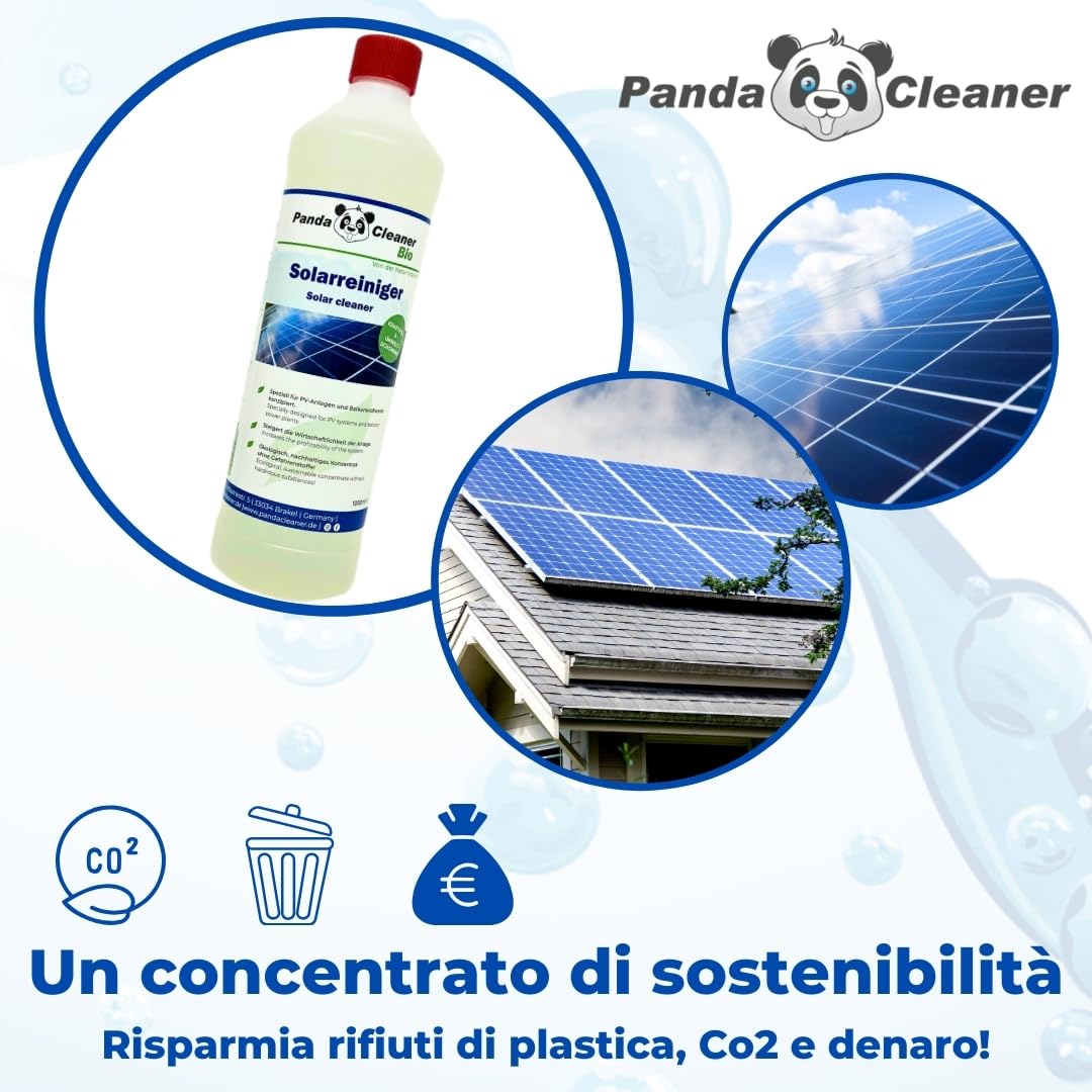 PandaCleaner Detergente biologico professionale 1l per impianti solari fotovoltaico altamente concentrato 1:100