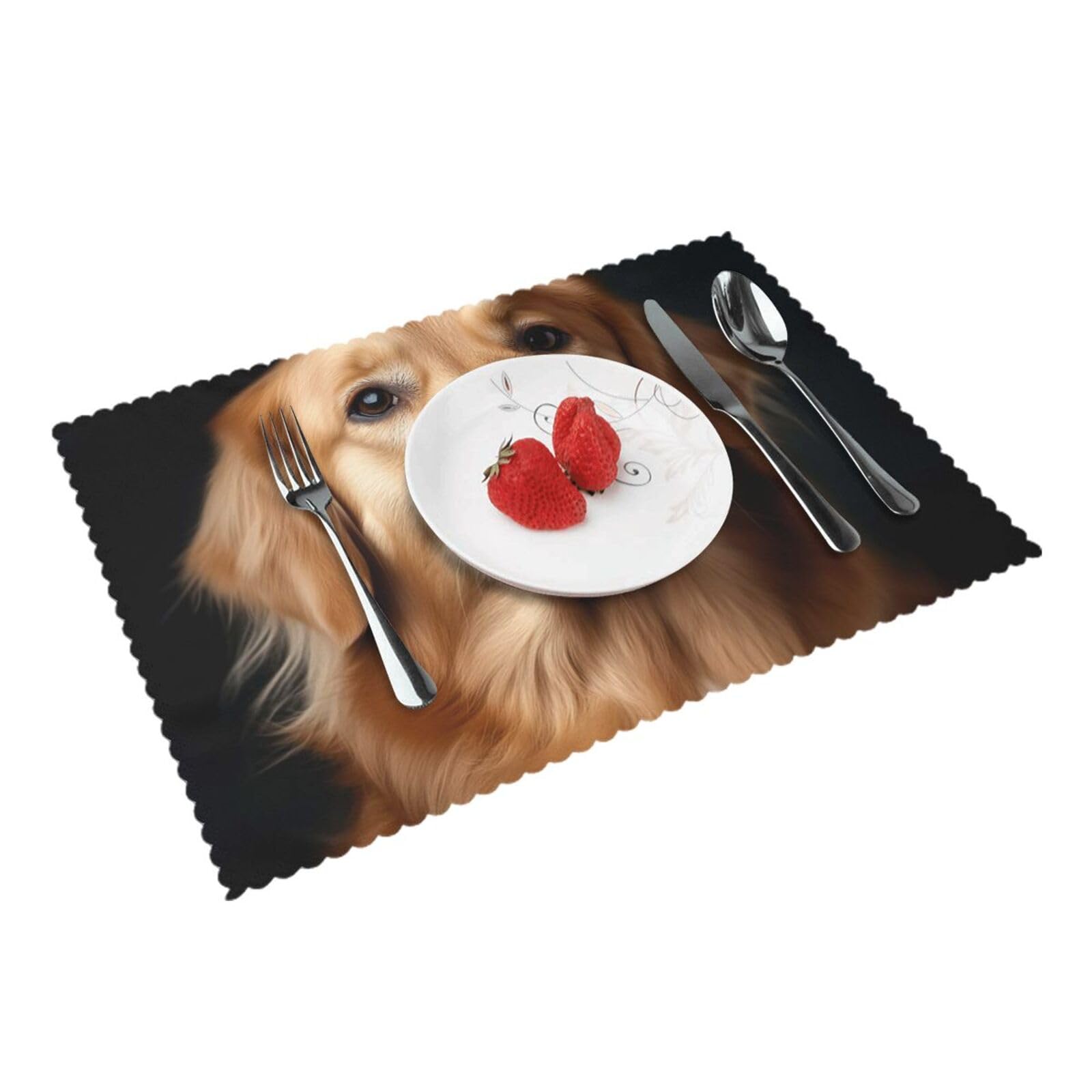 Placemats Set of 4 Heat Resistant Non-Slip Place Mats for Dining Table Golden retriever Placemats Washable Woven Table Mats Wipeable Placemat for Kitchen Decoration 30 x 45 cm