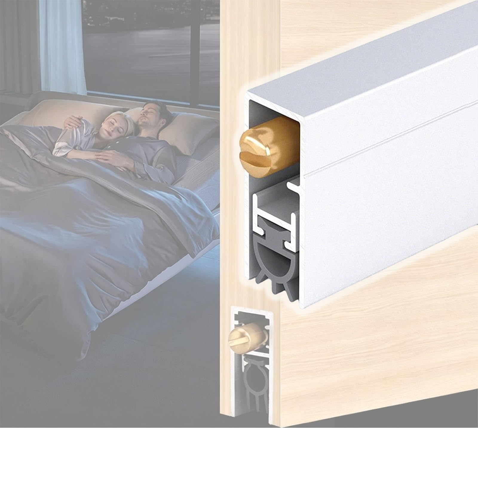 Self-Rising Door Draft Stopper with Silicone Weather Strip