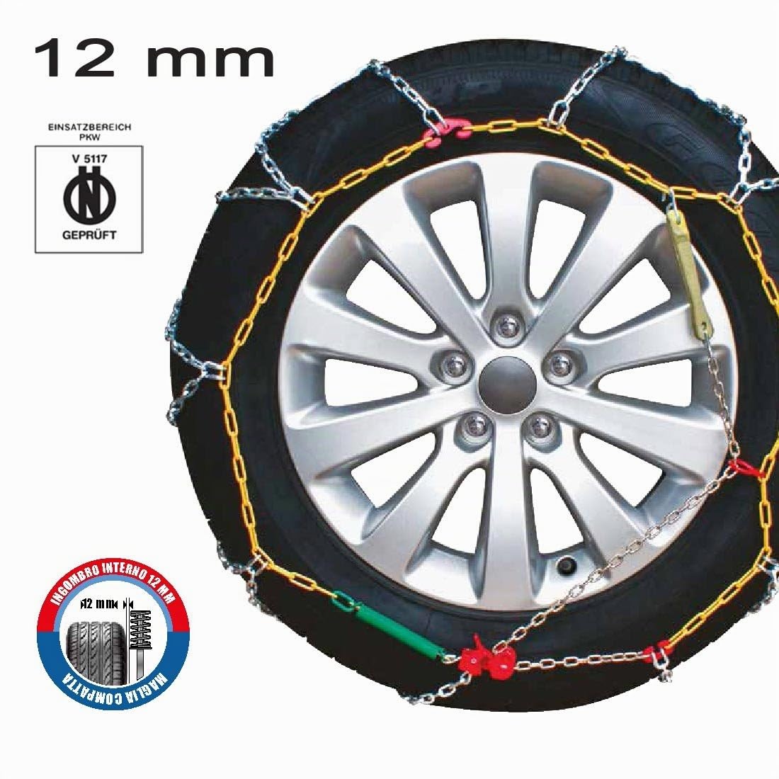 CATENE DA NEVE 205 75 R16 12mm IN ACCIAIO COPPIA OMOLOGATE