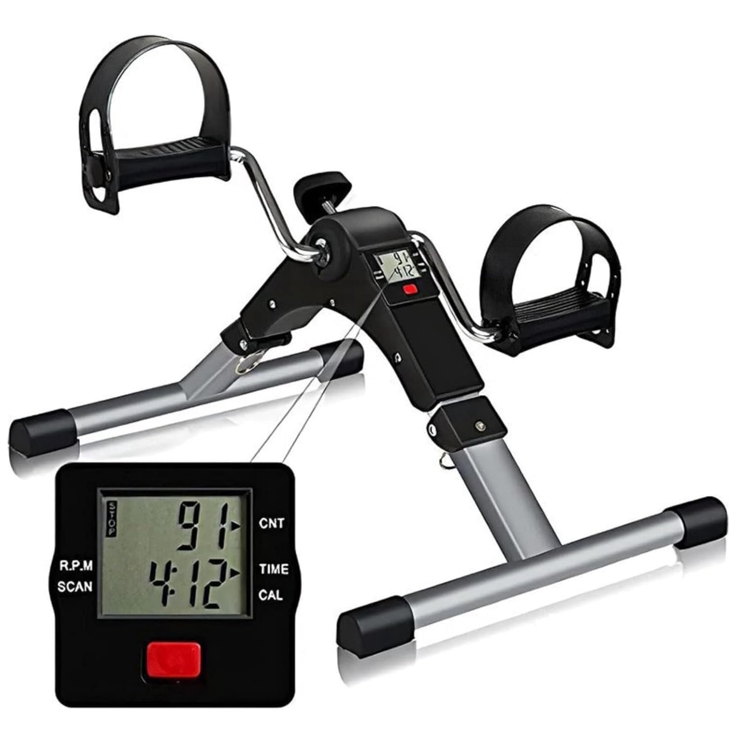 SKYBUCKET Mini Cycle Pedal Exerciser for Home & Desk with Adjustable Resistance, Portable Under Desk Bike for Arm & Leg Exercise, Physiotherapy Fitness Machine for Men & Women (Black & Gray)