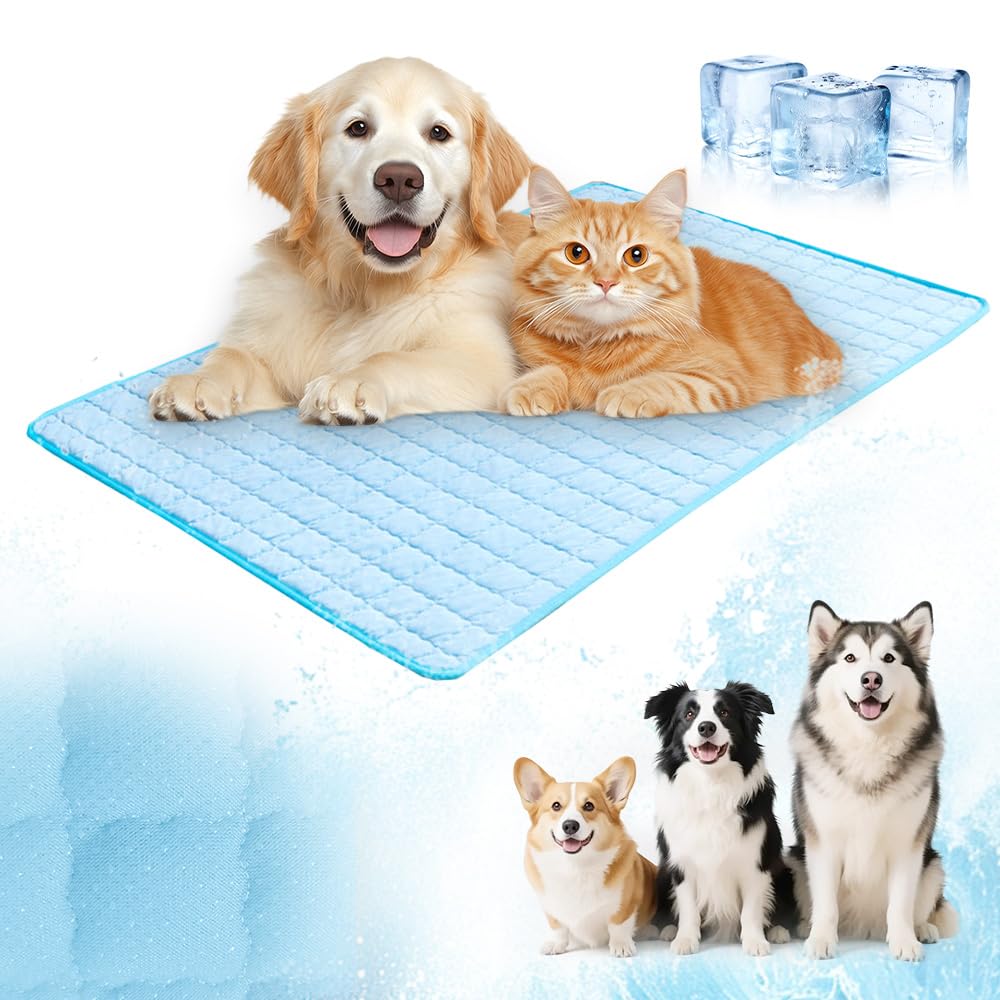 KAMOJI 2025 New Dog Cooling Mat Pad, Summer Portable Cooler Outdoor Dog Cool Pad, Upgrade Washable Self-Cooling Mat for Dogs Cats for Crates, Sofas,