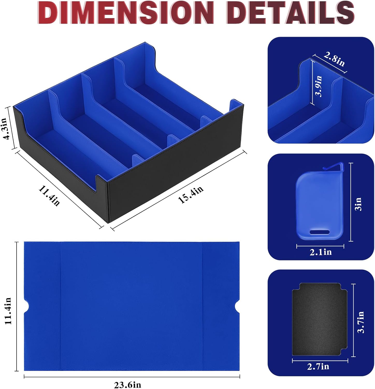 Trading Card Storage Box, 3000+ MTG Deck Box with 24 Dividers & 6 Card Supporters, Commander Card Deck Case Fits for Magic Game Cards, YugiOh, TCG, PTG and Sport Cards(Black Blue)