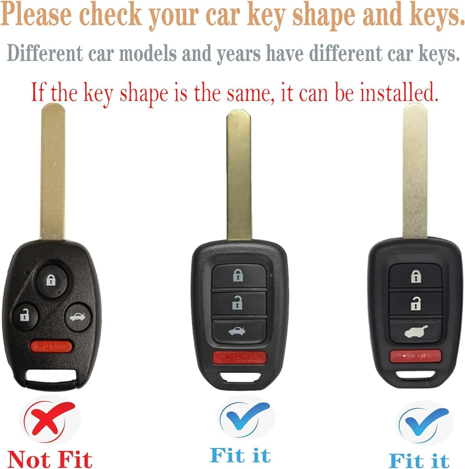 Kirsnda for Honda Key Fob Cover Case with Metal Keychain,White Silver image 2