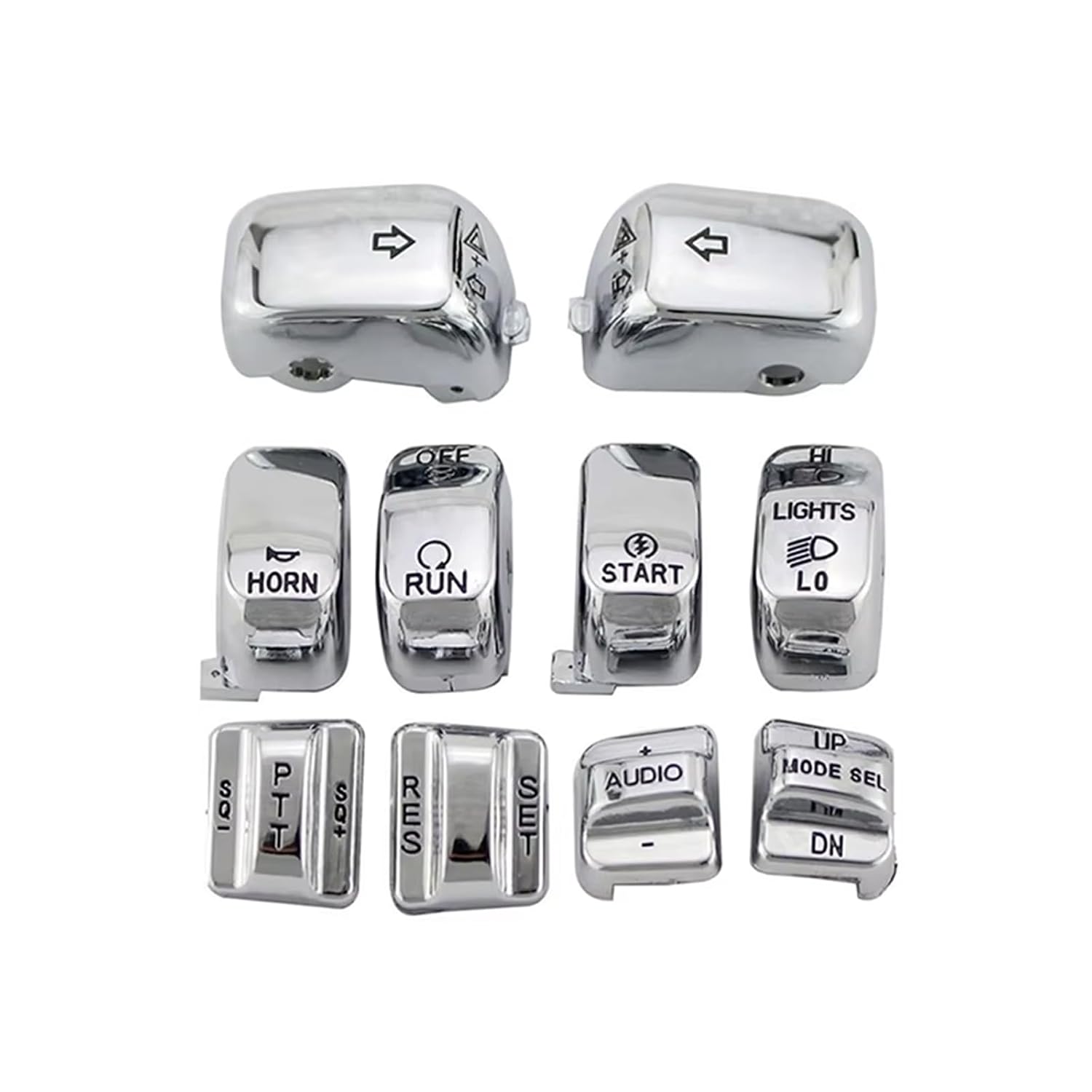 Chrome Hand Control Switch Housing Caps for Harley Touring Street/Electra Glide FLHT FLHTC FLHX 1996-2013 Motorcycle 10 pcs Hand Control Switch Housing Buttons Caps