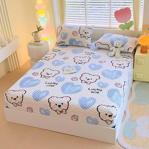 Miniatura 2 de Sábana bajera de terciopelo leche-acogedoras y cómodas sábanas con estampado de animales, sábanas bajeras con forro polar de terciopelo suave con