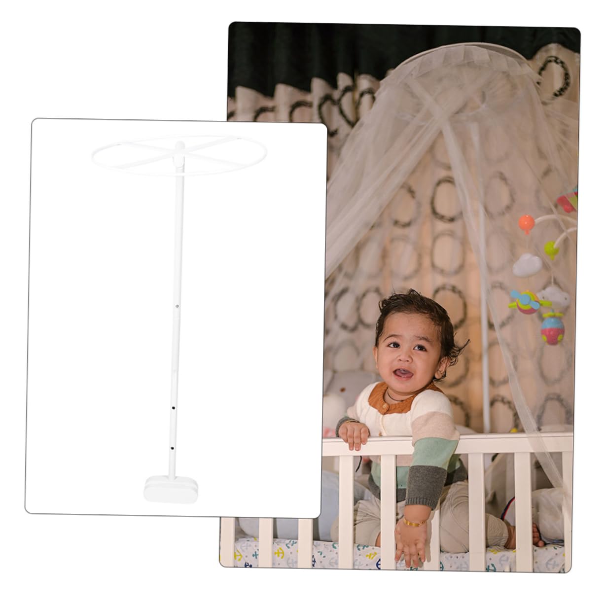 2 Set Supporti per Baldacchino Culla con Telaio Rete Zanzariera in Acciaio Facile da Montare e Smontare Supporto Rete Rimovibile per