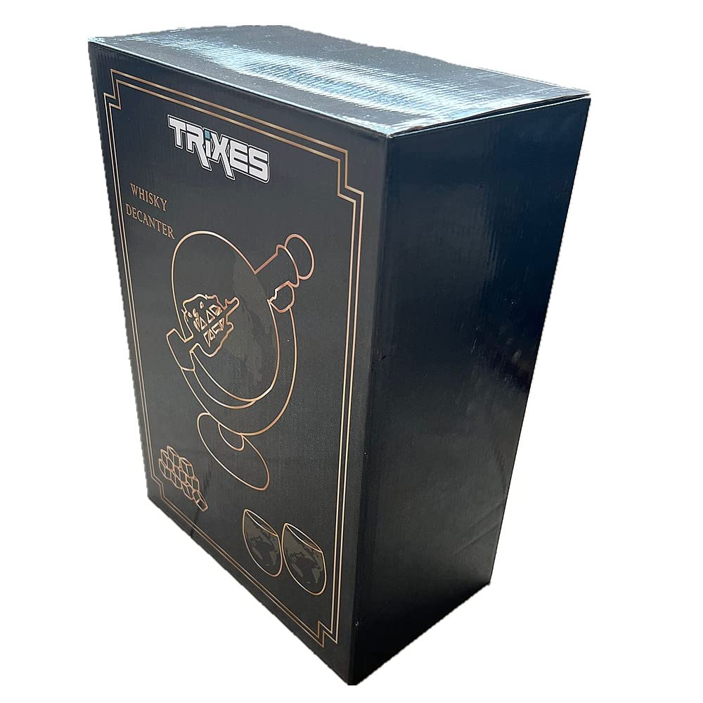 TRIXES Set regalo per bicchieri da whisky a forma di globo, set da degustazione di whisky, set da degustazione di whisky, bicchieri da whisky, pietre da whisky, festa del papà, pensionamento