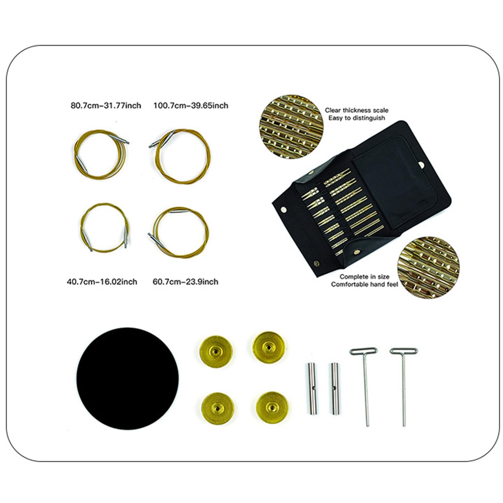 Juego de Agujas de Tejer Circulares Intercambiables de Acero Inoxidable de 8 Pares con Bolsa para Tejer Hilos de Tejer Manualidades Juego de Agujas Intercambiables de 3, 5 MM-8, 0 MM
