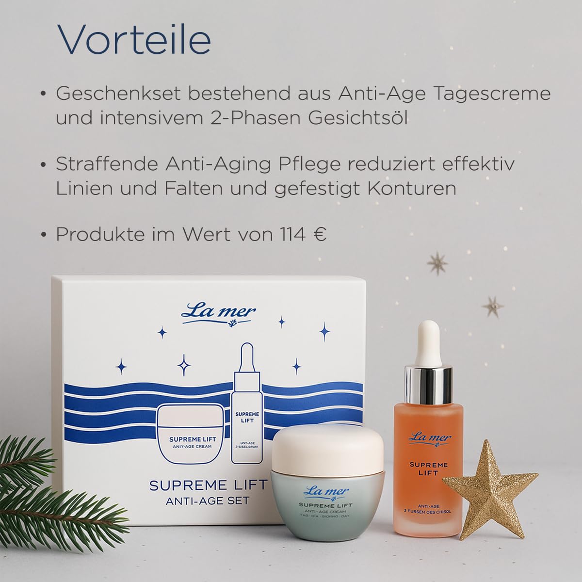 La mer feuchtigkeitsspendende, straffende Gesichtspflege gegen Fältchen